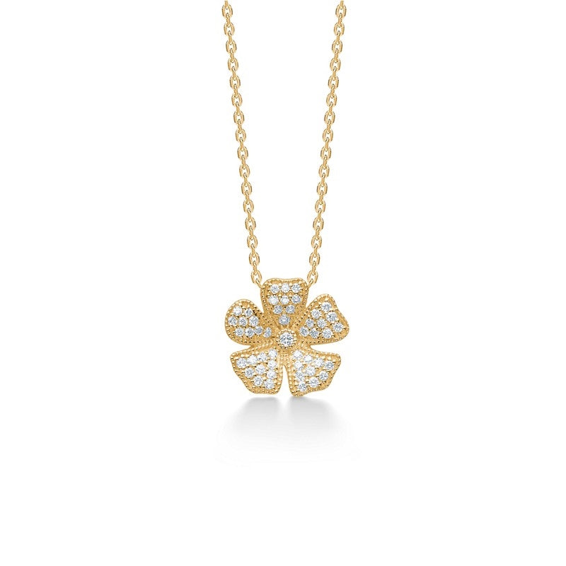 Fleur halskæde i 14 kt guld med diamanter 0,24 ct – Mads Z (40–45 cm)